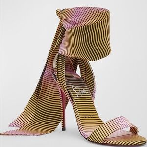 Christian Louboutin Pink and Yellow Striped Heels